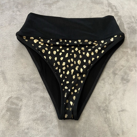 New! Beach Riot Emmy Bottom gold spot black metallic high waisted 24897 - Picture 4 of 8